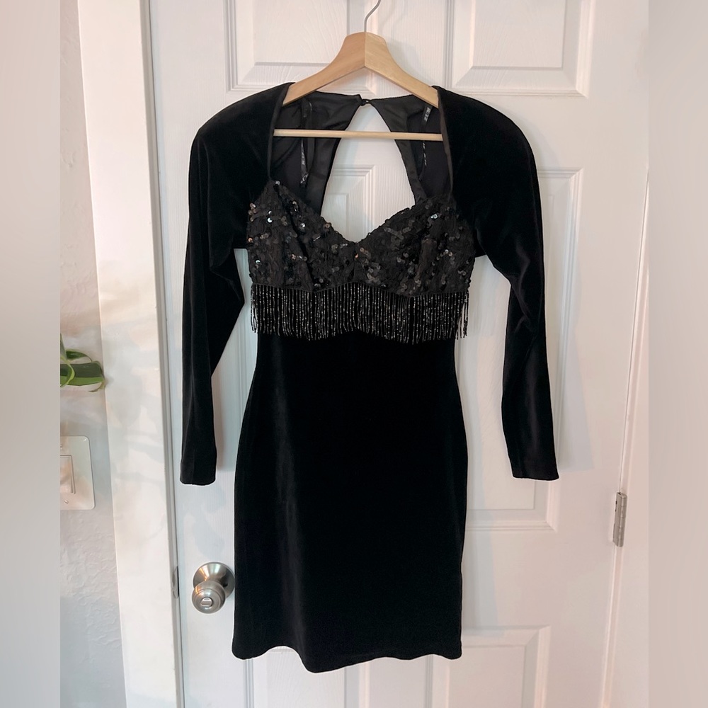 Vintage Velvet Zum Zum Sequin Party Dress- L